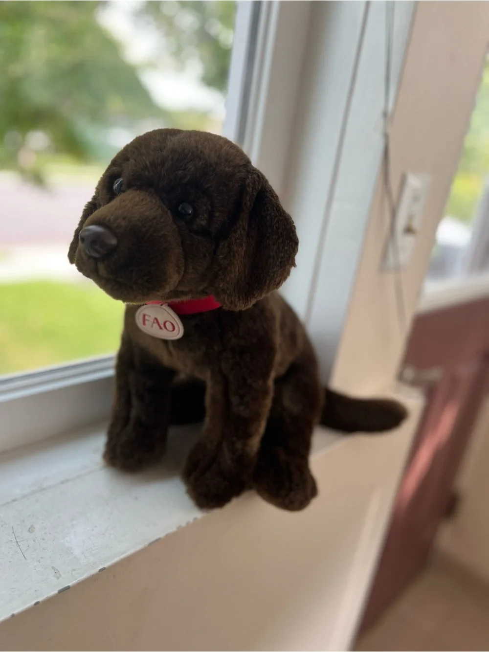 FAO eBrown Plush Labrador with Red Collar Tag